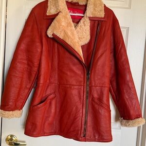 Stylish Red Teddy Jacket with Cream Accents